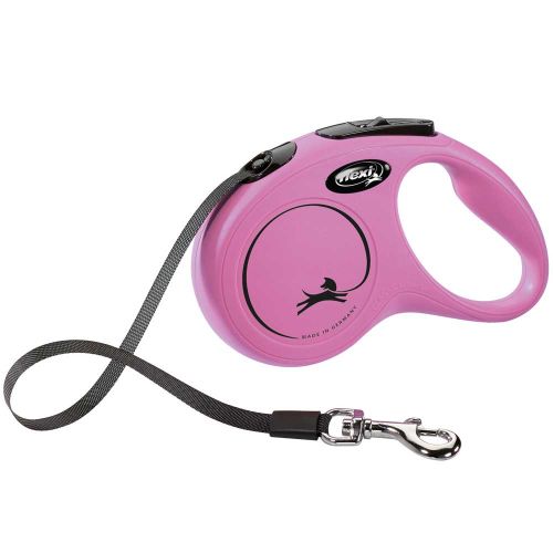FLEXI Rollleine New CLASSIC Gurt - 5m, bis 15kg Pink