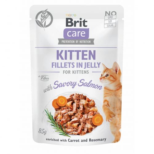 Brit Care Cat PB Fillets in Jelly - Lachs Kitten 85g 