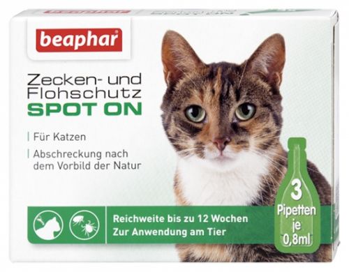 Beaphar Zecken- und Flohschutz Spot-on Katzen 3x0,8ml 