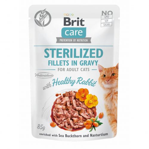 Brit Care Cat PB Fillets in Gravy - Kaninchen Sterilized 85g 