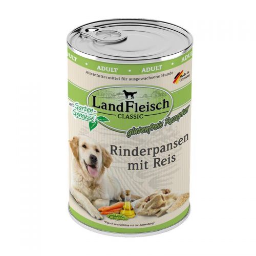 Landfleisch Dog Classic Rinderpansen mit Reis & Gartengemüse 