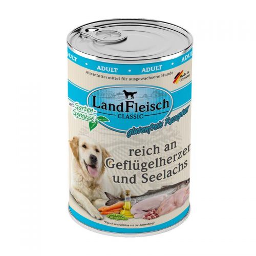 Landfleisch Dog Classic Geflügelherzen & Seelachs mit Gartengemüse 400g