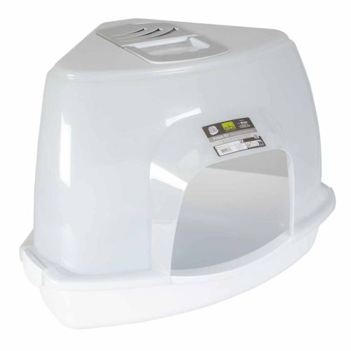 EBI Eck-Katzentoilette Prism M - transparent/weiß 