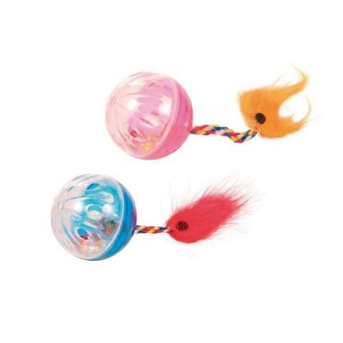 Trixie 2 Rasselbälle mit Spielschwanz - 4 cm 
