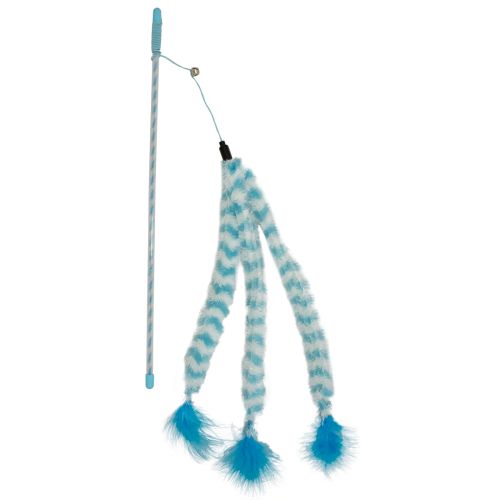 Duvoplus Cat Toy Spielangel Catchy Plüsch-Schwanz - blau/weiß 