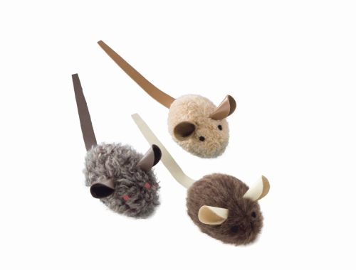 Nobby Katzenspielzeug Plüschmaus mit Lederschwanz 3er Pack 