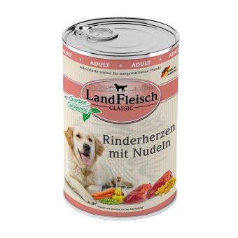 Landfleisch Dog Classic Rinderherzen mit Nudeln & Gartengemüse 