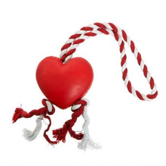 Karlie Ruffus Heart Vollgummi-Herz mit Seil - 8 cm 