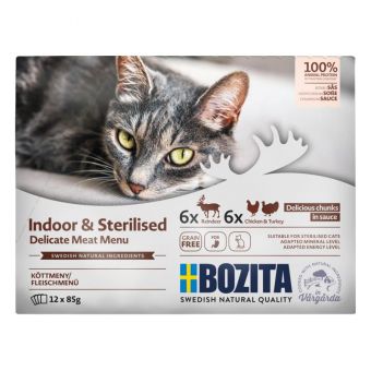 Bozita Cat PB Indoor & Sterilised Häppchen in Soße MP Fleisch 12x85g 