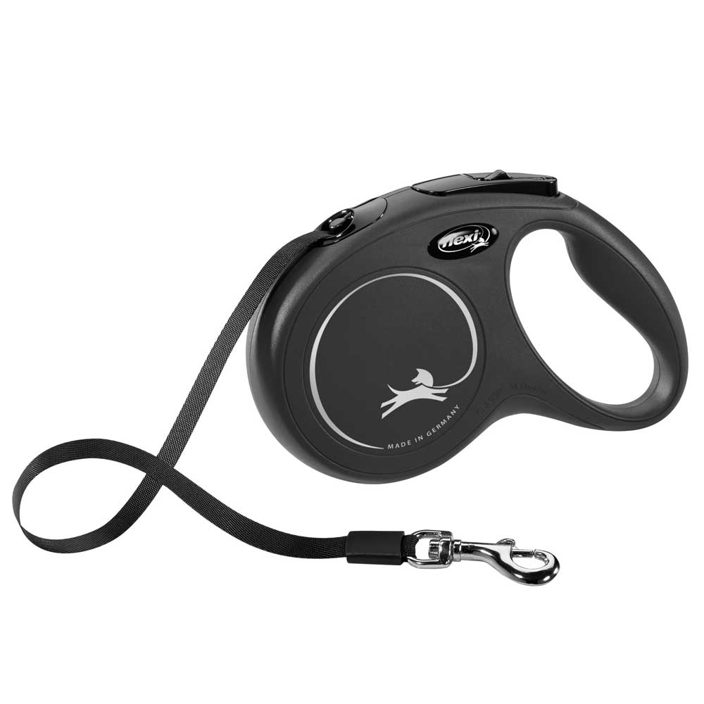 FLEXI Rollleine New CLASSIC Gurt - 5m, bis 25kg Schwarz