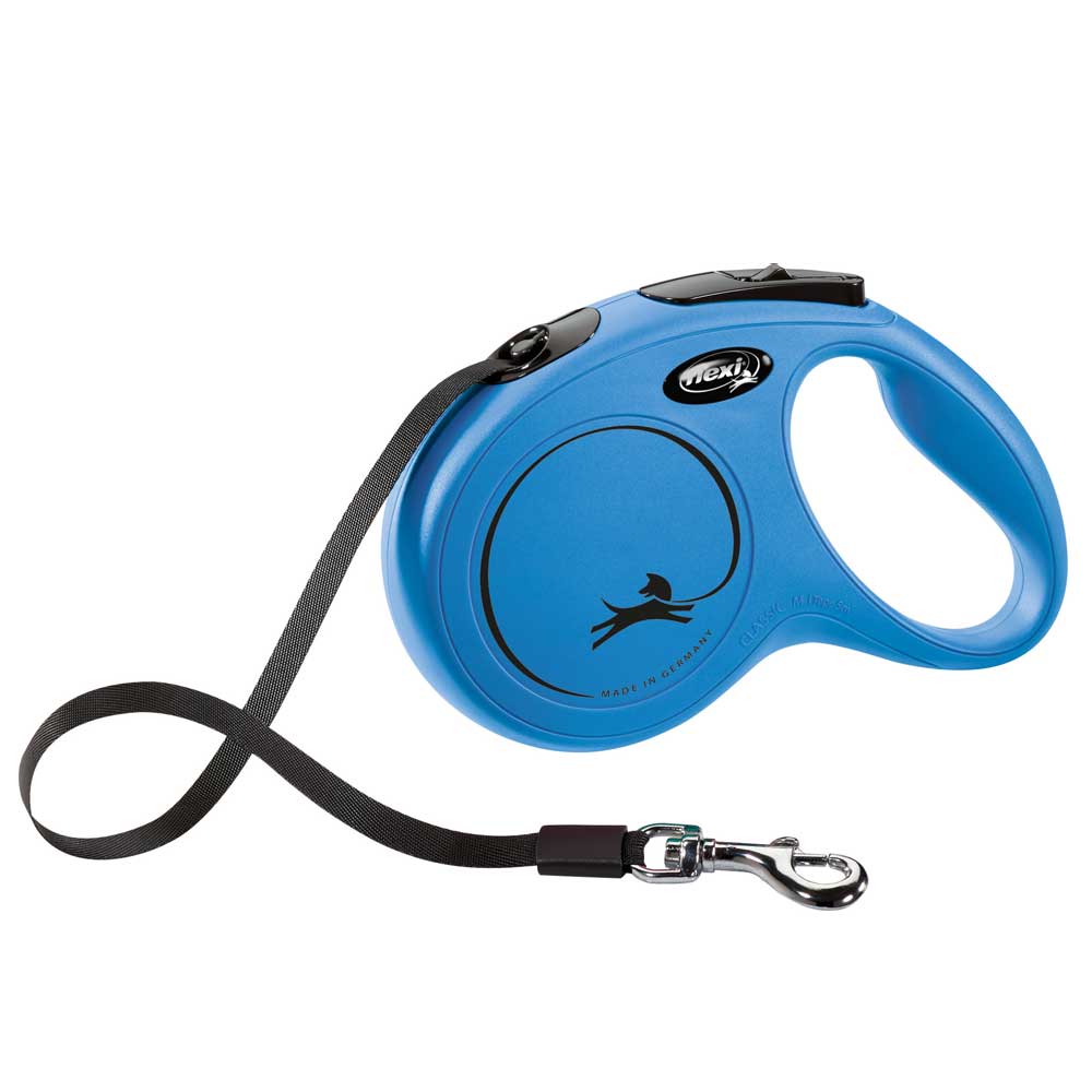 FLEXI Rollleine New CLASSIC Gurt - 5m, bis 25kg Blau