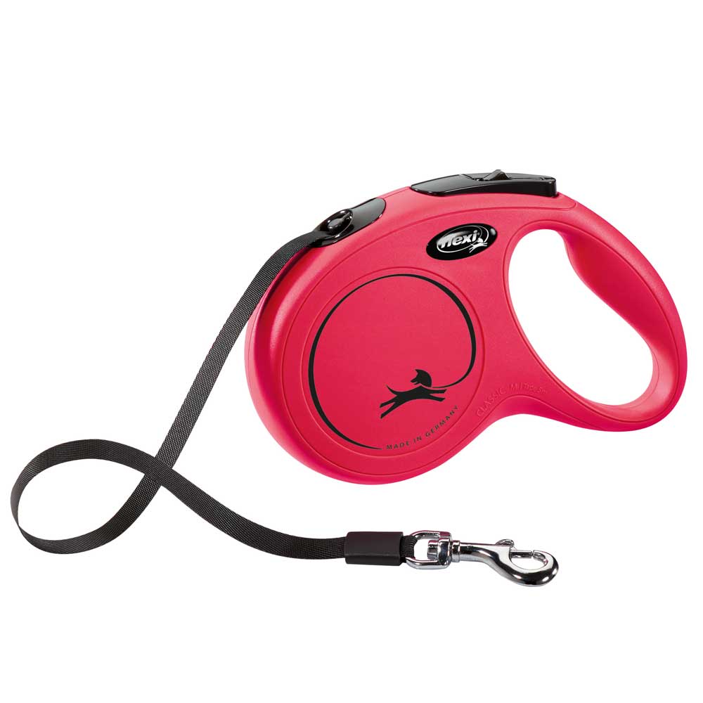 FLEXI Rollleine New CLASSIC Gurt - 5m, bis 25kg Rot