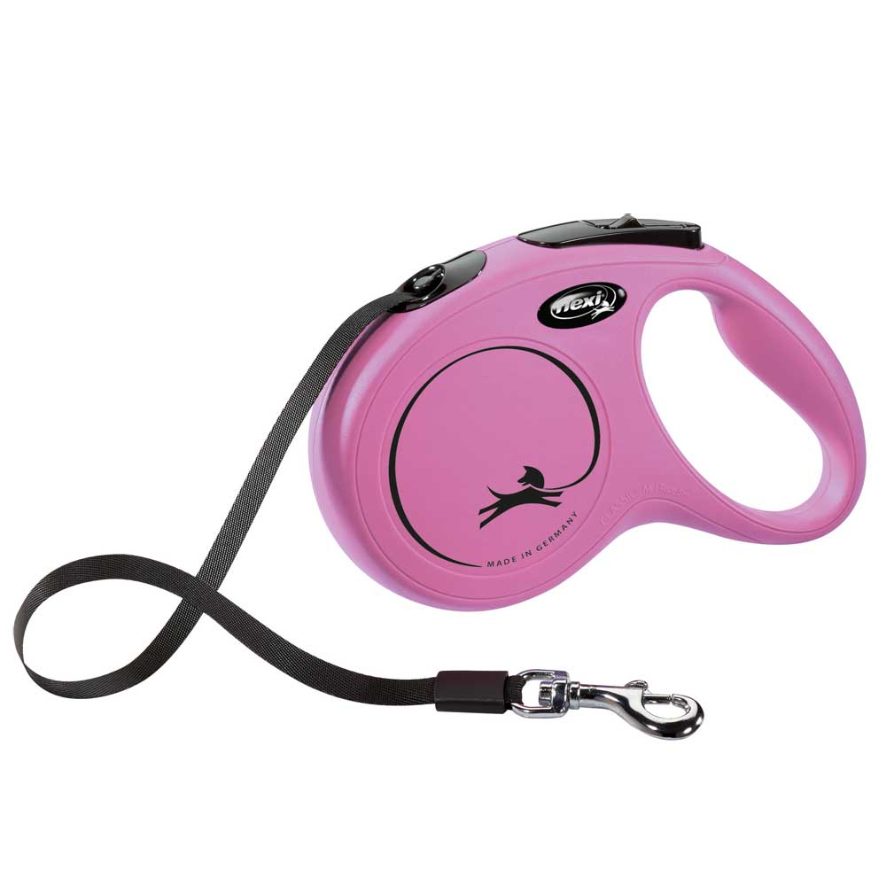 FLEXI Rollleine New CLASSIC Gurt - 5m, bis 25kg Pink