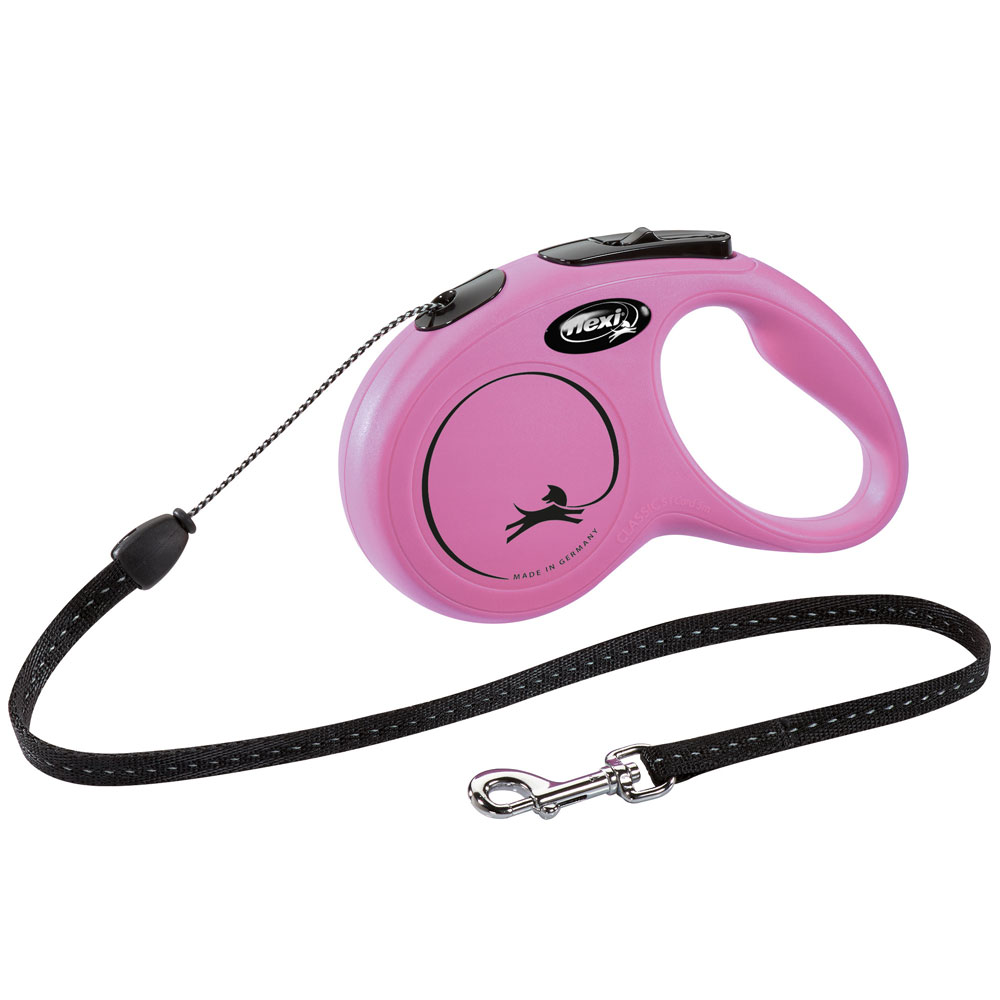 FLEXI Rollleine New CLASSIC Seil - 5m, bis 12kg Pink