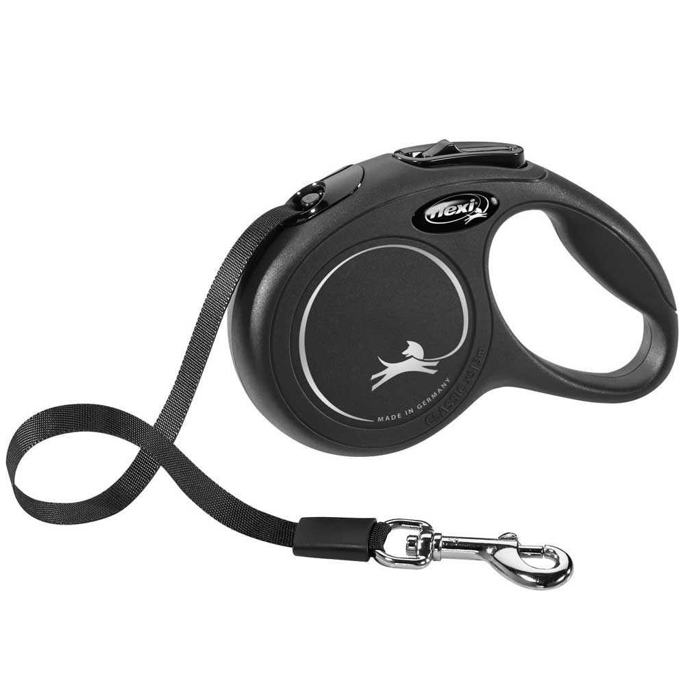 FLEXI Rollleine New CLASSIC Gurt - 3m, bis 12kg Schwarz