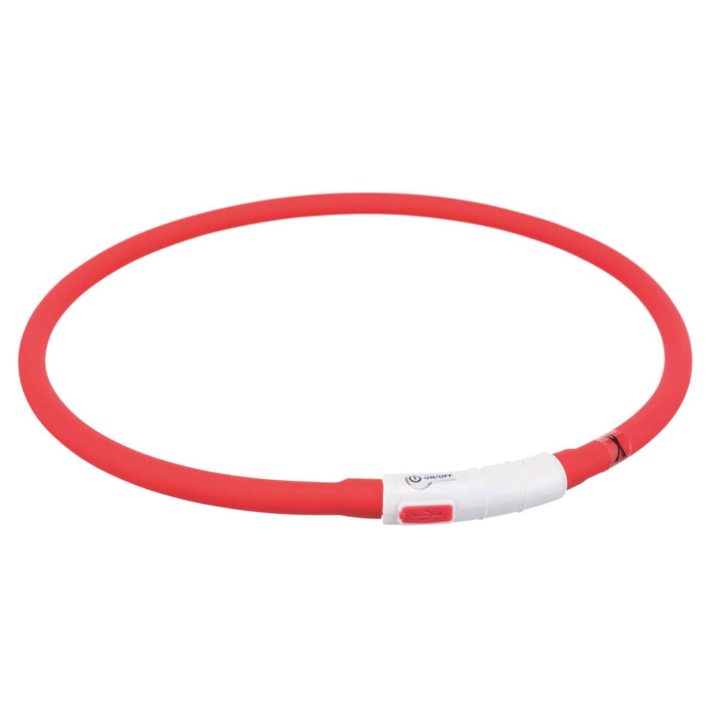 Trixie Flash Leuchtring USB aus Silikon rot