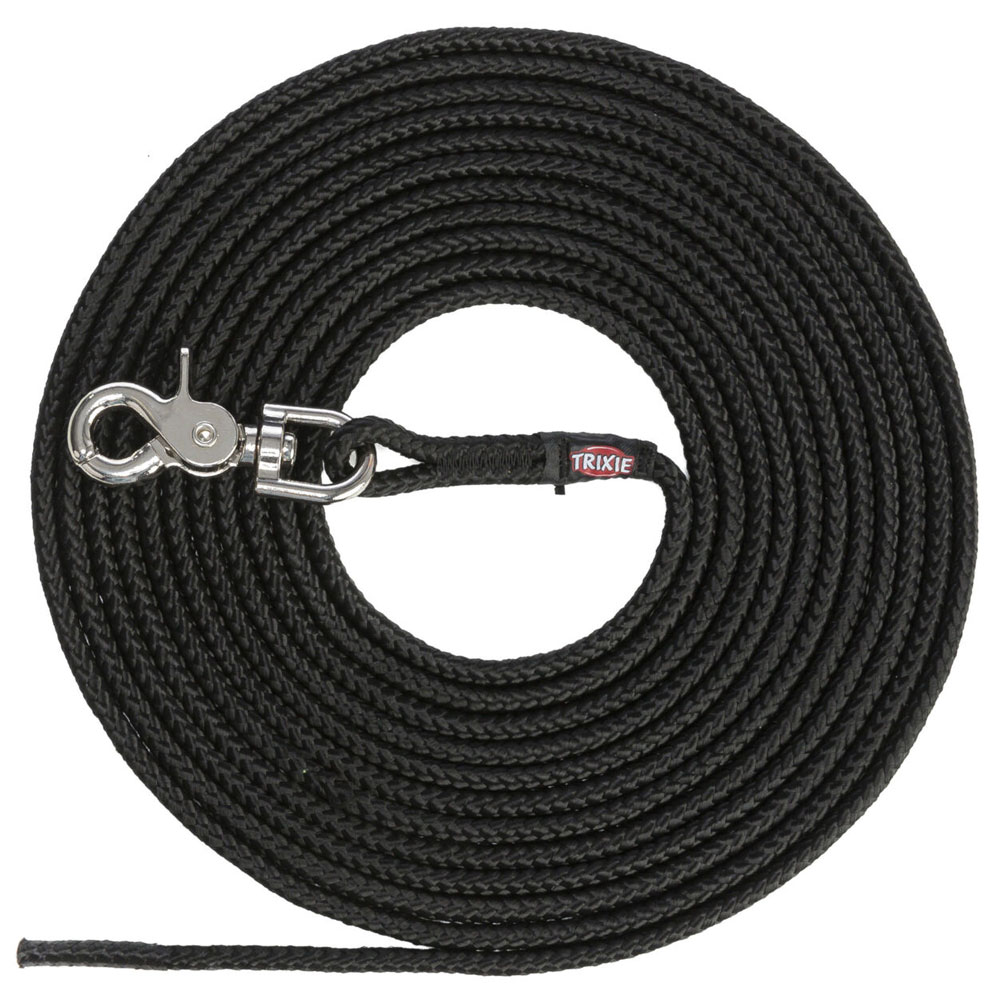 Trixie Schleppleine, rund aus Segeltau mit Trigger Snap Hook - schwarz 