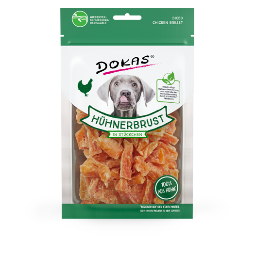 Dokas Dog Snack Hühnerbrustfilet in Stückchen 70g 