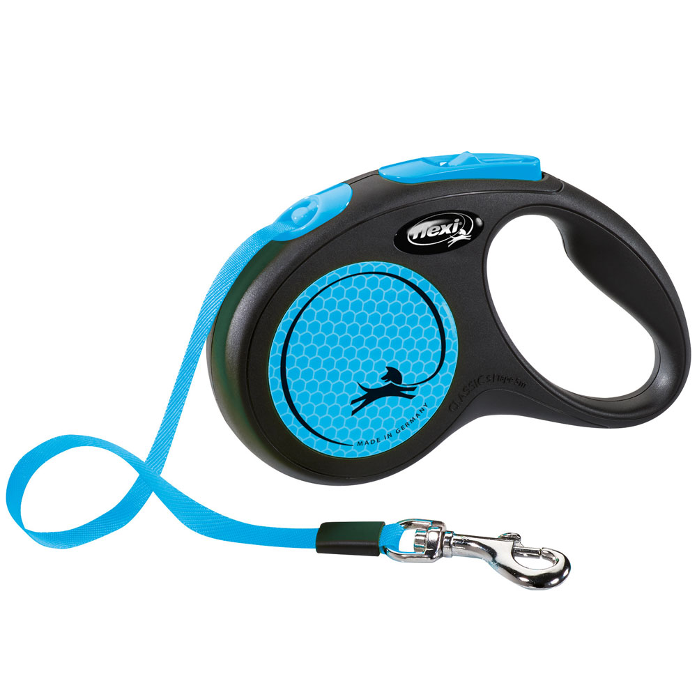 Flexi New Classic Neon Gurt-Roll-Leine S / Blau