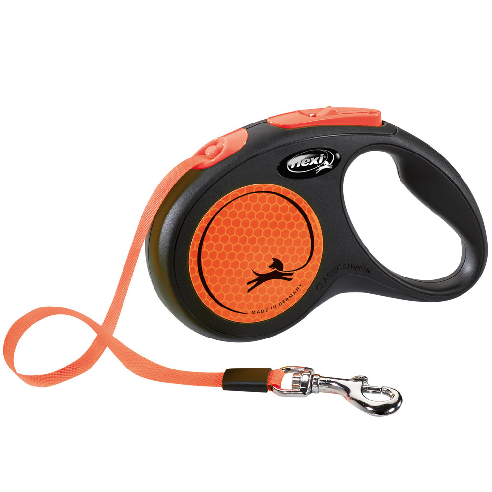 Flexi New Classic Neon Gurt-Roll-Leine S / Orange