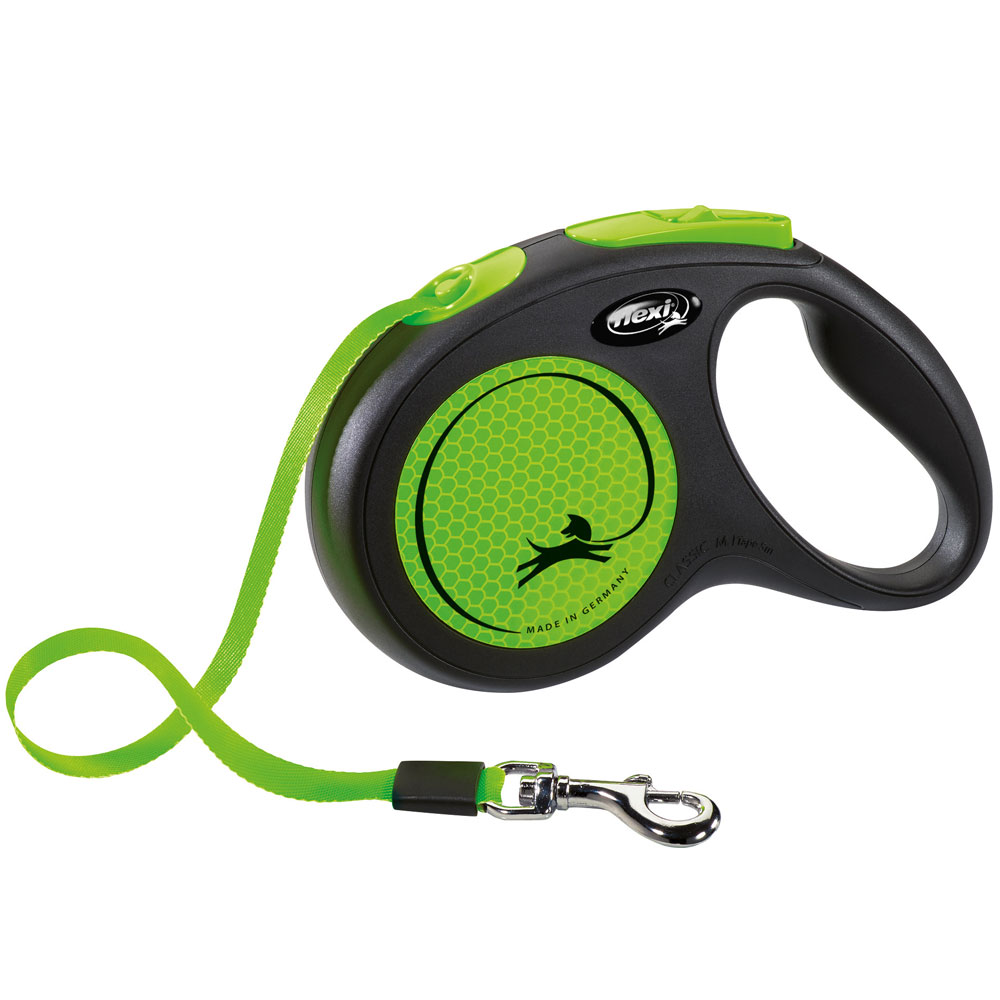Flexi New Classic Neon Gurt-Roll-Leine M / Grün