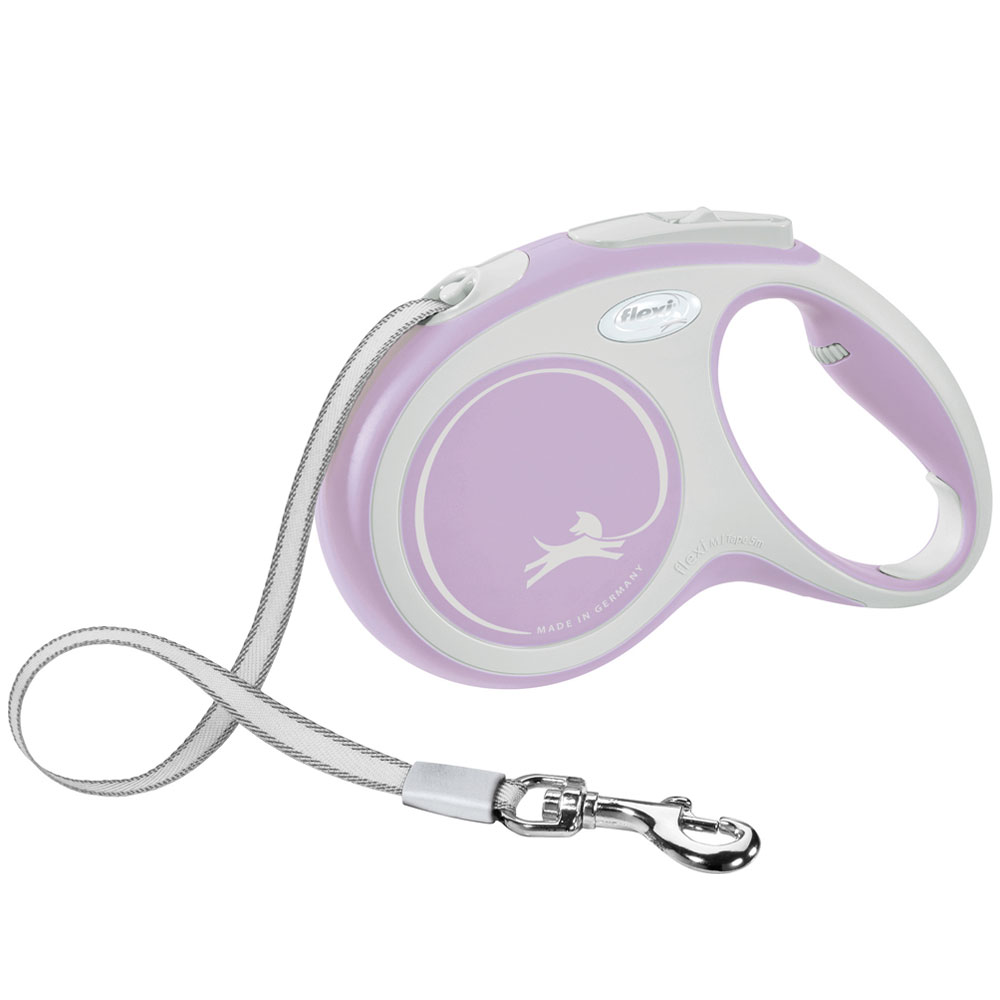 FLEXI Rollleine New COMFORT Gurt - 5m, bis 25kg rosa
