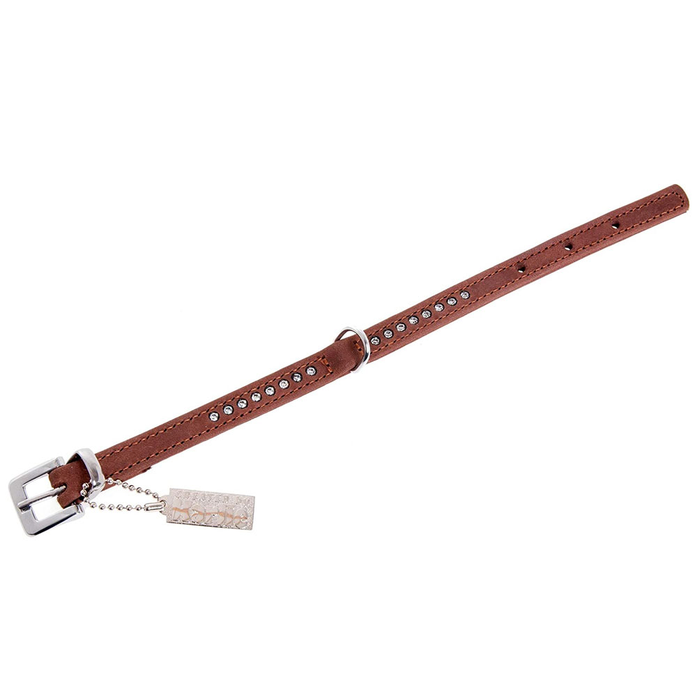 Karlie Buffalo Strass-Halsband - Braun 1-reihig, 24cm/10mm 
