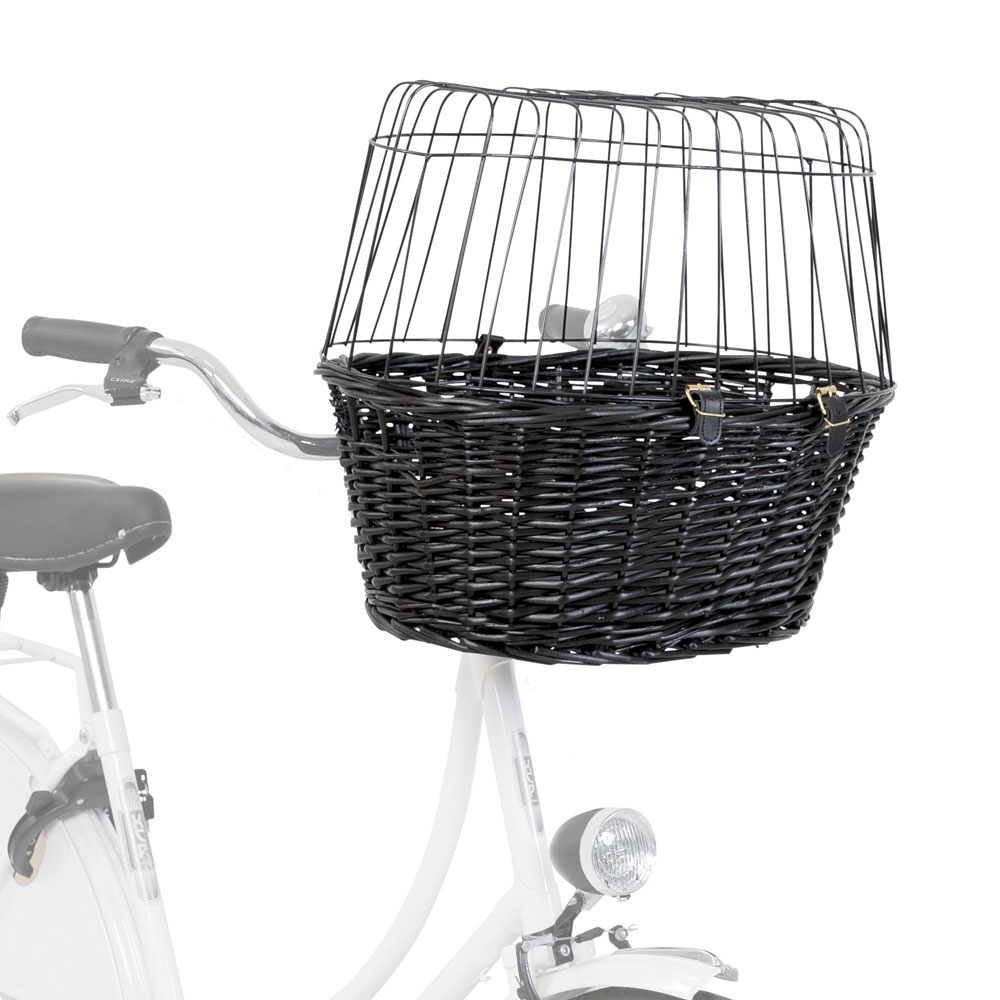 Trixie Fahrradkorb aus Weide mit Gitter - schwarz 