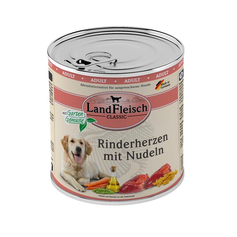 Landfleisch Dog Classic Rinderherzen mit Nudeln & Gartengemüse 800g