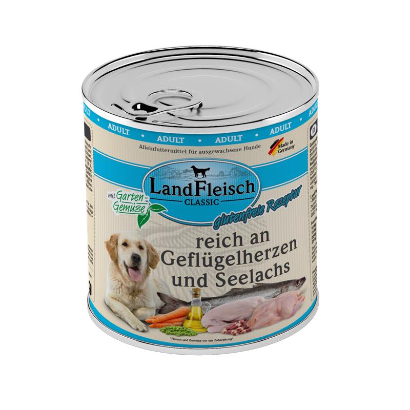 Landfleisch Dog Classic Geflügelherzen & Seelachs mit Gartengemüse 800g