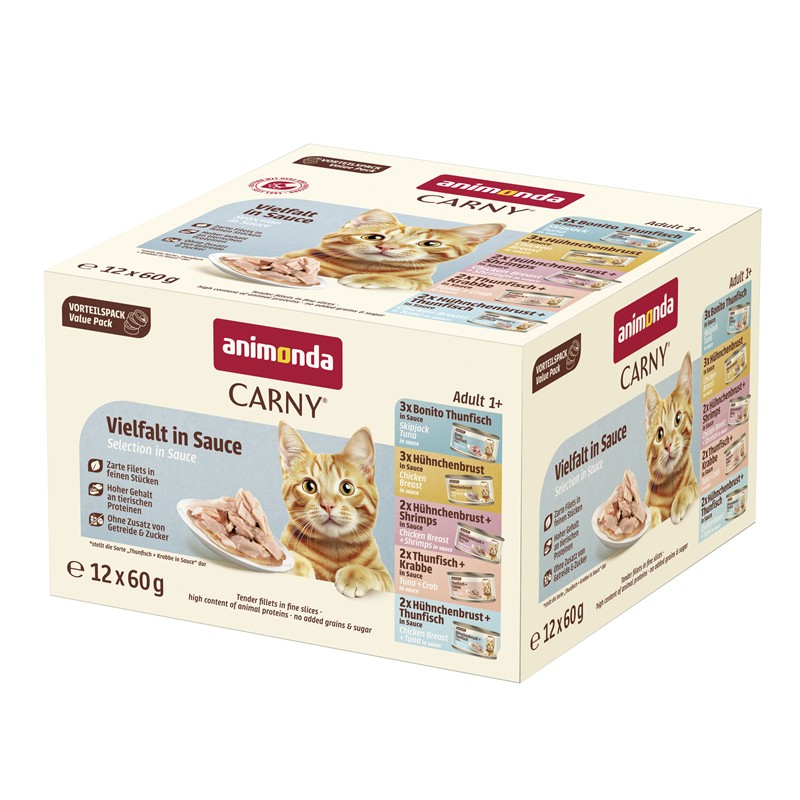 Animonda Cat Carny Fine Fillets Adult Vielfalt in Sauce 12x60g 