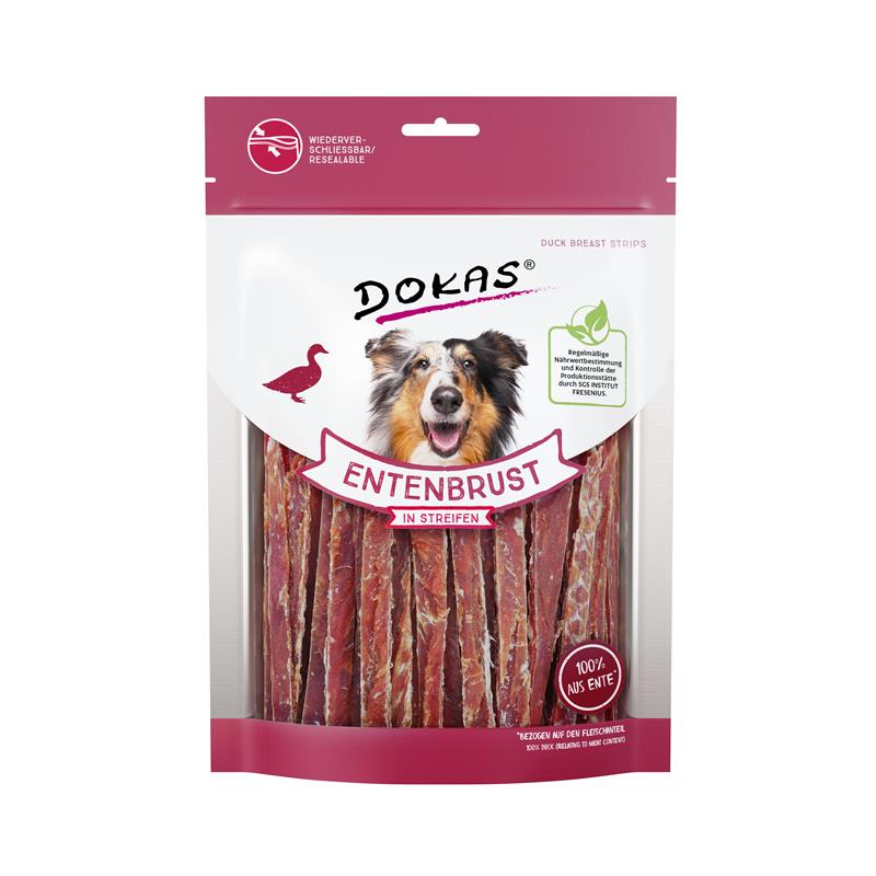 Dokas Dog Snack Entenbrust in Streifen 250g 