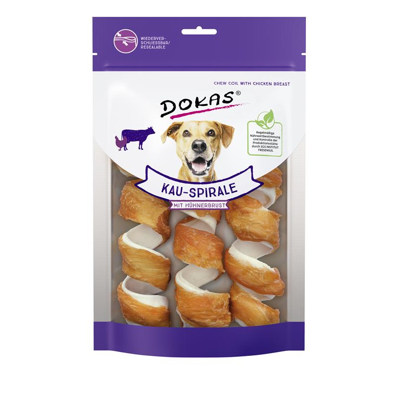 Dokas Dog Snack Kauspirale mit Hühnerbrustfilet 110g 