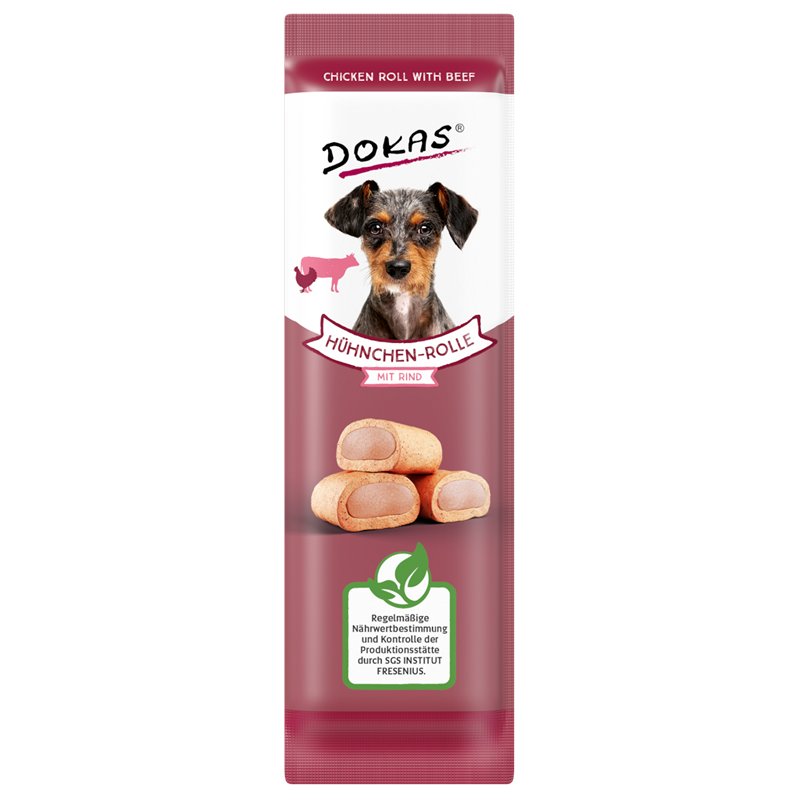 Dokas Dog Snack Hühnchen-Rolle mit Rind 10g 