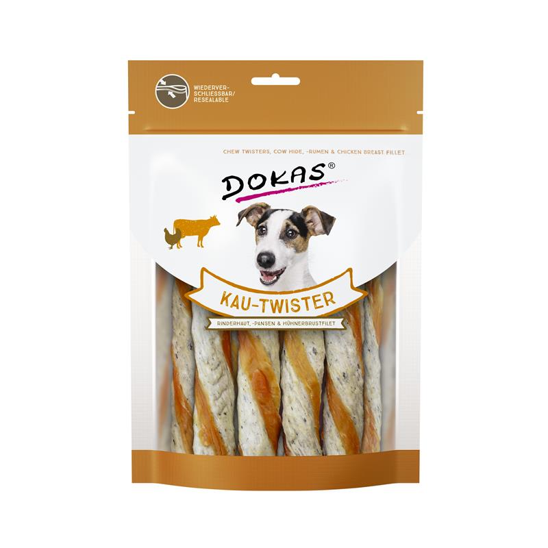 Dokas Dog Snack Kau Twister Rinderhaut, Pansen & Hühnerbrust 200 g 