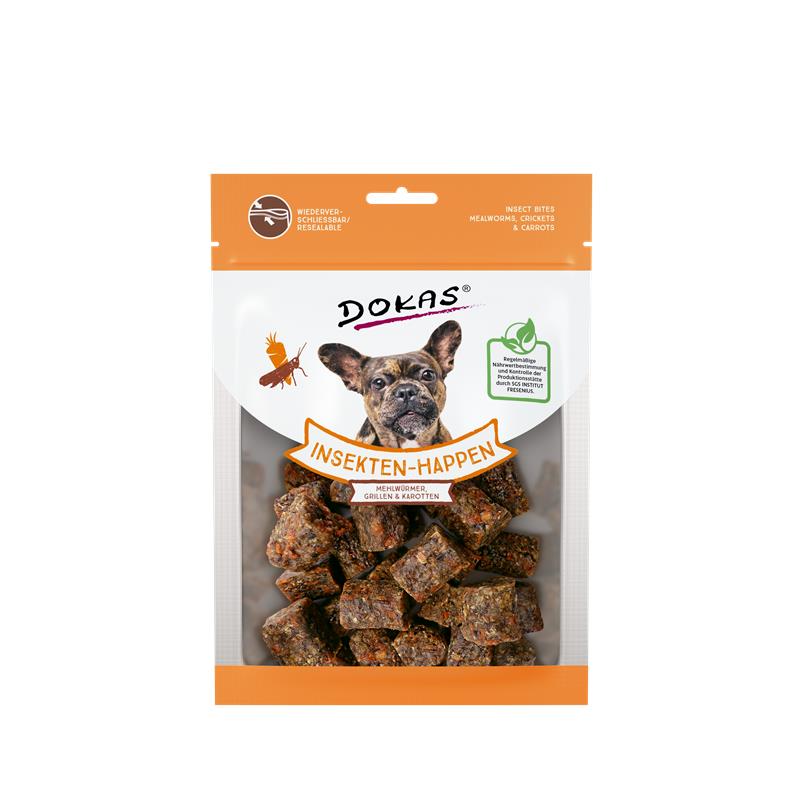 Dokas Dog Snack Insekten-Happen Mehlwürmer, Grillen, Karotte 100 g 