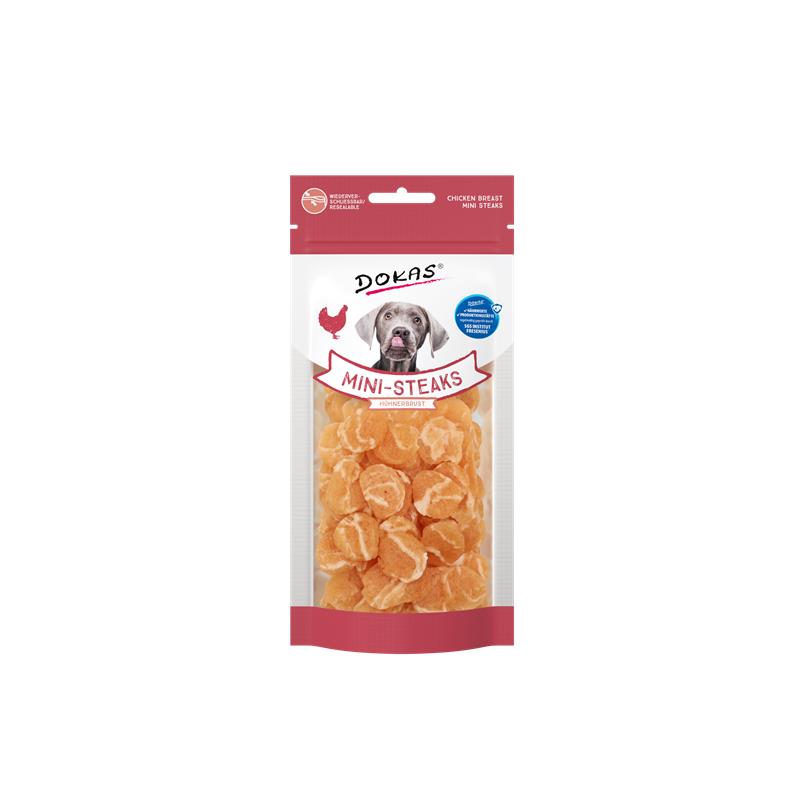 Dokas Dog Snack Mini Steaks Hühnerbrust 50g 