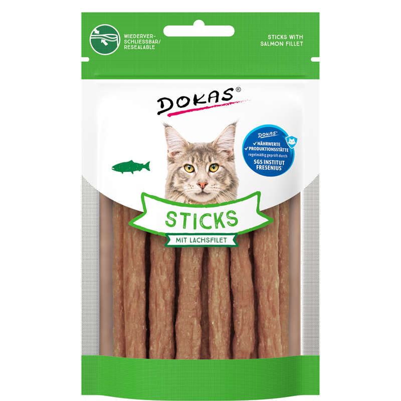 Dokas Cat Snack Sticks mit Lachsfilet 30g 