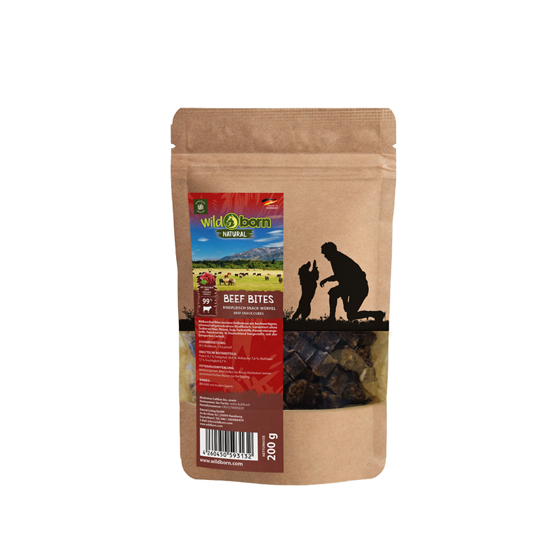 Wildborn Natural Beef Bites Hundesnack 200g 
