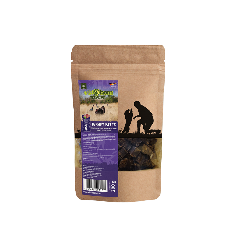 Wildborn Natural Turkey Bites Hundesnack 200g 