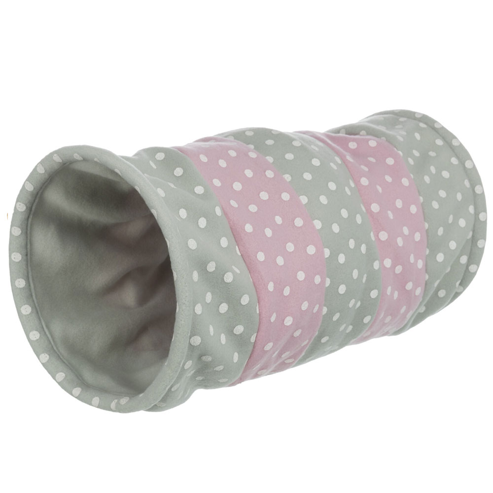 Trixie Spieltunnel aus Fleece - hellgrau/rosa 