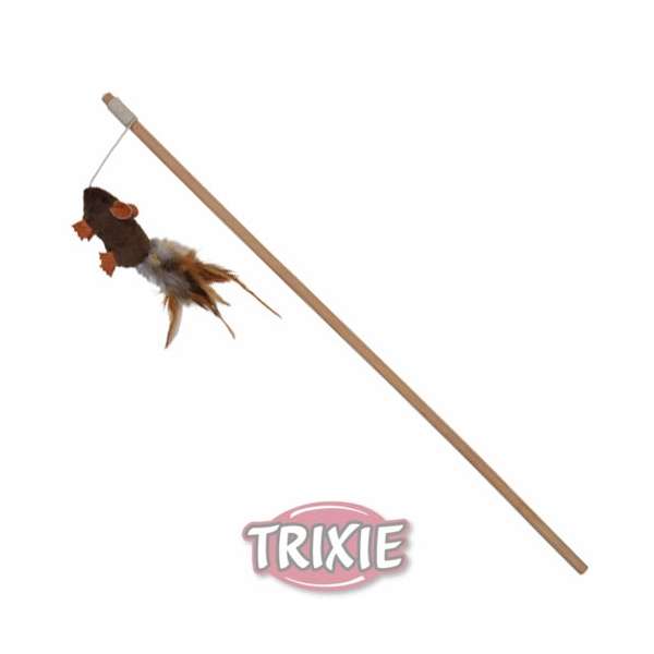 Trixie Spielangel Plüschmaus mit Federn 