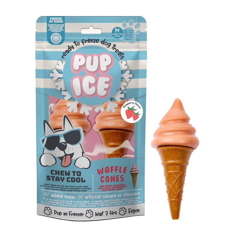 Pup Ice Waffle Cones Strawberry M - 2 Stück 