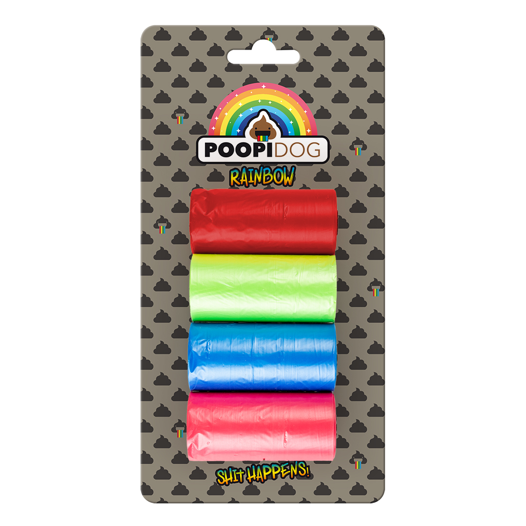 Poopidog Hundekotbeutel Rainbow - 4 x 20 Stück 