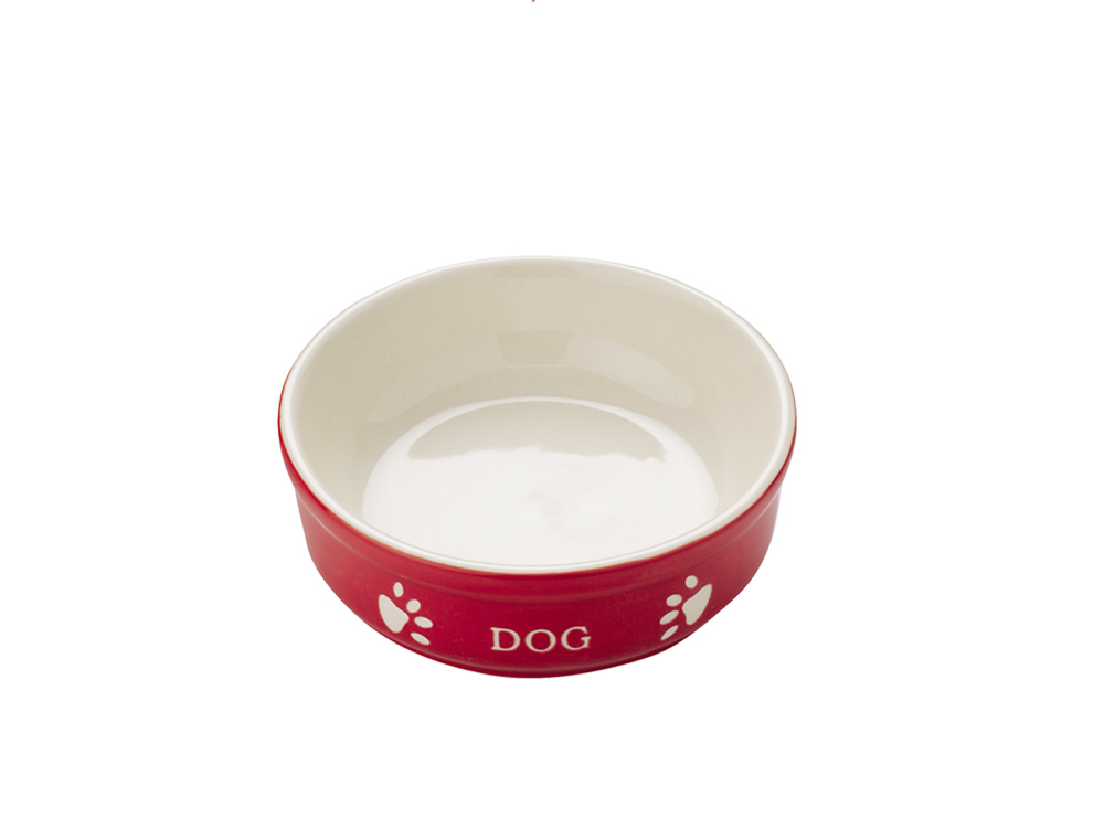 Nobby Keramiknapf Dog - rot/beige 130 ml / 12 x 12 x 3,7 cm