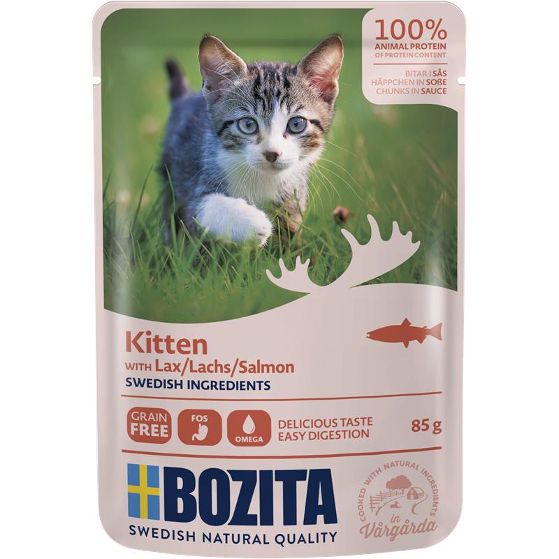 Bozita Pouch Häppchen in Soße Lachs für Kitten 85g 