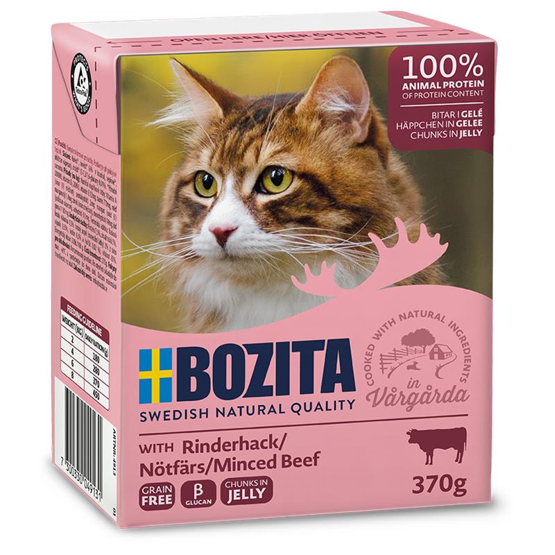 Bozita Cat Tetra Recard Häppchen in Gelee Rinderhack 370g 