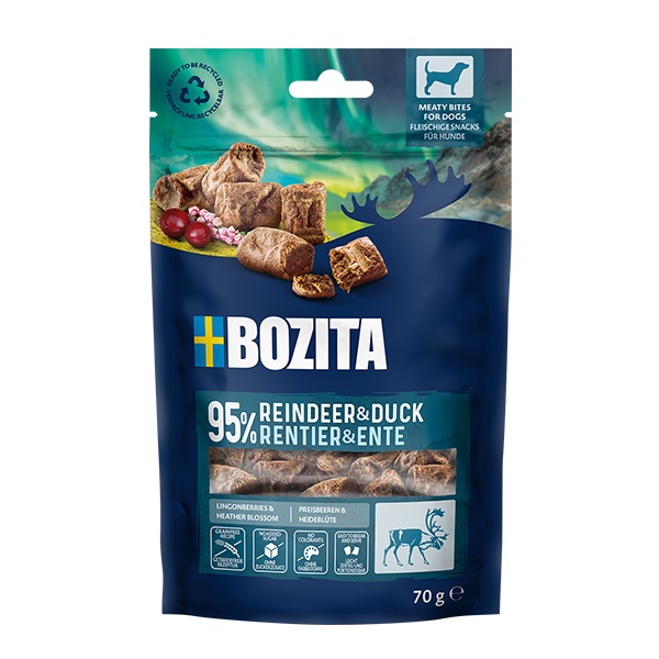 Bozita Dog Snack Meaty Bites Rentier & Ente 70g 