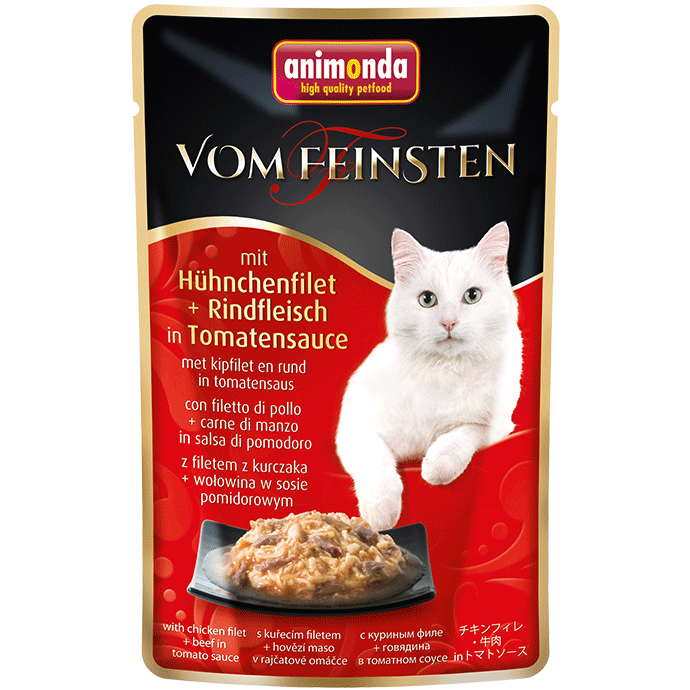 Animonda vom Feinsten mit Hühnchenfilet & Rindfleisch in Tomatensauce 50g 