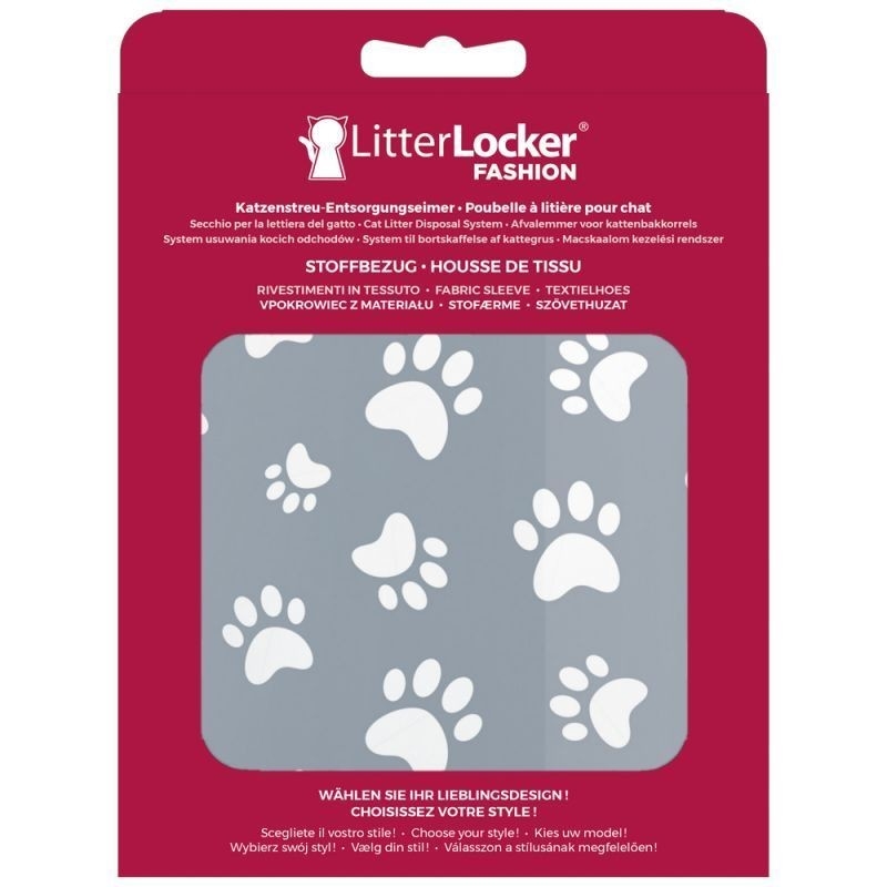 LitterLocker Fashion Bezug Cat Paws - grau 